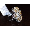 14K White Gold 3.62 ct Fancy Yellow Diamond Womens Flower Ring