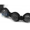 Mens All Black Diamond Bead Shambala Bracelet Steel 12.60 ct