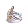 14K White Gold 5.10 ct Fancy Yellow Diamond Vintage Flower Ring