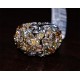 14K White Gold 6.46 ct Fancy Multicolored Diamond Dome Ring