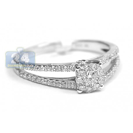 14K White Gold 0.58 ct Diamond Openwork Engagement Ring