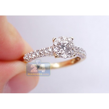 14K Yellow Gold 0.92 ct Round Diamond Vintage Engagement Ring
