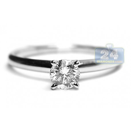 14K White Gold 0.50 ct Diamond Solitaire Womens Classic Engagement Ring