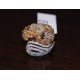 14K White Gold 5.68 ct Fancy Multicolored Diamond Dome Ring