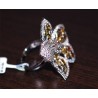 14K White Gold 5.15 ct Multicolored Fancy Diamond Womens Flower Ring