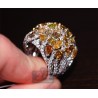 14K White Gold 8.83 ct Fancy Multicolored Diamond Womens Dome Ring