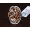 14K White Gold 7.17 ct Fancy Multicolored Diamond Womens Oval Cocktail Ring