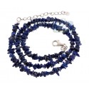 925 Sterling Silver Natural Uncut Lapis Womens Necklace 18 Inches