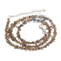 925 Sterling Silver Natural Uncut Labradorite Womens Necklace 18 Inches