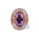 18K Rose Gold 6.17 ct Purple Amethyst Diamond Womens Ring