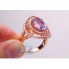 18K Rose Gold 6.17 ct Purple Amethyst Diamond Cocktail Womens Ring
