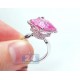 14K White Gold 5.81 ct Pink Quartz Gemstone Diamond Ring