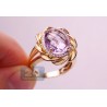 14K Yellow Gold 4.73 ct Amethyst Diamond Halo Womens Cocktail Rope Ring