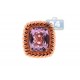 14K Rose Gold 6.95 ct Amethyst Diamond Halo Cocktail Ring