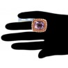 14K Rose Gold 6.95 ct Amethyst Diamond Halo Womens Cocktail Ring