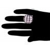 Womens Black Diamond Cluster Wide Band Ring 18K White Gold