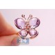 14K Rose Gold 4.39 ct Amethyst Diamond Butterfly Cocktail Ring