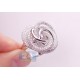 18K White Gold 5.15 ct Diamond Womens Rose Flower Ring