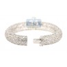 Womens Diamond Openwork Puff Bangle Bracelet 14K White Gold 6.5"