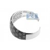 Womens Black Diamond Flower Cuff Bracelet 14K White Gold 14.44 ct