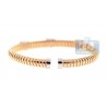 Womens Diamond Heart Cuff Bracelet 14K Rose Gold 1.10 ct 6.5"