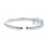 Womens Diamond Heart Cuff Bracelet 14K White Gold 1.10 ct 6.5"