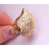 14K Yellow Gold 3.29 ct Diamond Leaf Cocktail Womens Ring