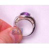 14K Two Tone Gold 5.10 ct Amethyst Diamond Womens Vintage Ring