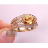 14K Yellow Gold 5.10 ct Citrine Diamond Womens Vintage Ring