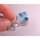 14K White Gold 10.95 ct Blue Topaz Diamond Womens Cocktail Ring