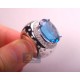 14K White Gold 25.43 ct Blue Topaz Diamond Womens Cocktail Ring