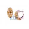 Womens Fancy Diamond Small Hoop Earrings 14K White Gold 7.37 ct