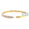 Womens Diamond Oval Bangle Bracelet 14K Yellow Gold 4.53 ct 7.5"
