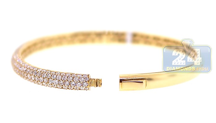Beautiful 14k Yellow Gold Finish Diamond Bangle Bracelet 7.5" 2 Carats 