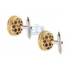 14K Two Tone Gold 0.50 ct Diamond Decorated Oval Mens Cuff Links