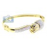 Womens Diamond Round Bangle Bracelet 14K Yellow Gold 2.00 ct 7"