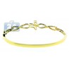 Womens Diamond Butterfly Round Bangle Bracelet 14K Yellow Gold
