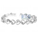 14K White Gold 1.40 ct Diamond Heart Link Womens Bracelet