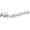 Womens Diamond Open Heart Link Bracelet 14K White Gold 1.40 ct