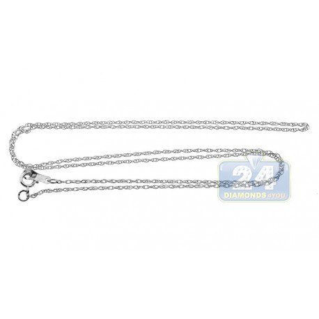 14K White Gold Womens Oval Links Chain 18 Inches