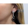 Womens Diamond Dangle Earrings 14K White Gold Ceramic 2.02 ct