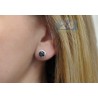 Womens Black Diamond Halo Stud Earrings 14K White Gold 2.35 ct