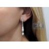 Womens Diamond Pave Drop Earrings 14K White Gold 1.29 Carat