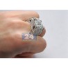 14K White Gold 7.25 ct Diamond Mens High Set Signet Ring