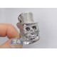 10K White Gold 3.40 ct Black Eyed Diamond Mens Skull Ring