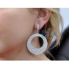 Womens Diamond Round Dangle Earrings 18K White Gold 11.45 ct