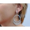 Womens Diamond Open Circle Drop Earrings 18K White Gold 4.28 ct