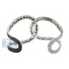 Womens Black Diamond Interlocking Cuff Bracelet 14K White Gold