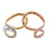Womens Diamond Pave Interlocking Cuff Bracelet 14K Two Tone Gold