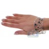 Womens Black Diamond Openwork Cuff Bracelet 14K White Gold 8"